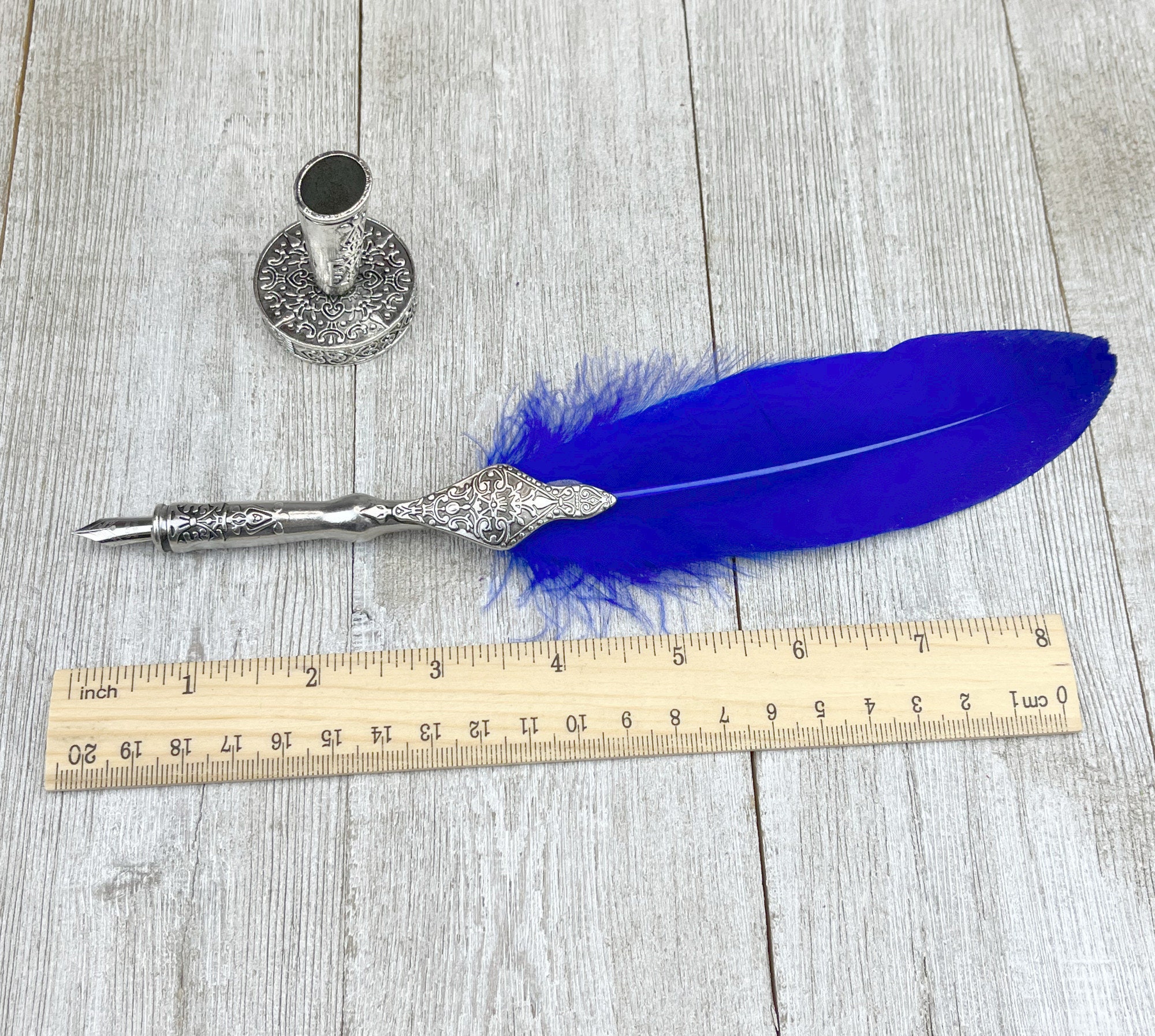 Set of 10 Blue Feathers (11-12 Inches)
