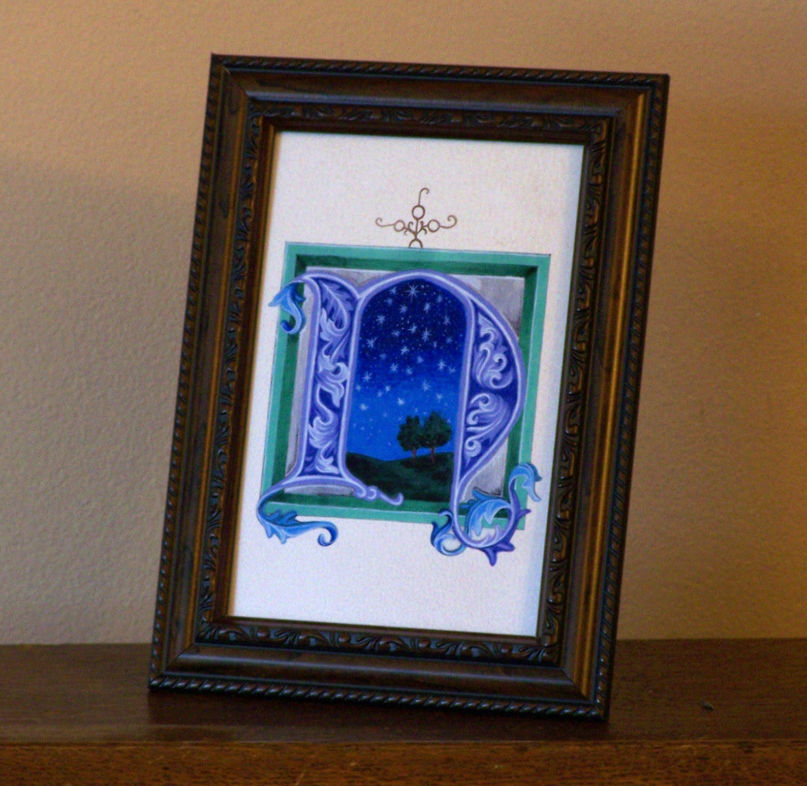 alphabet letter n medieval illuminated letter n painted etsy