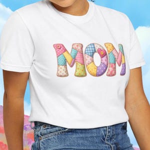 Camiseta de algodón con diseño floral, estampado de cuadros vichy y lunares en colores pastel. Camiseta informal, regalo de cumpleaños, regalo especial para el Día de la Madre.