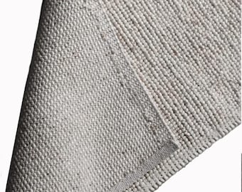 Handwoven Cream Wool Rug – Chunky Loop, Custom Size