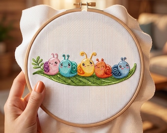 Snails Cross Stitch Pattern (Digital Download) – Modern Embroidery Chart
