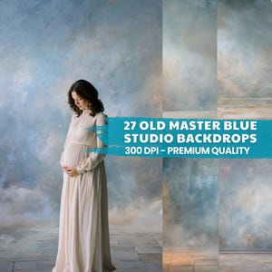 Serene Old Master Blue Studio Backdrops – 27 Fine Art Digital Backgrounds