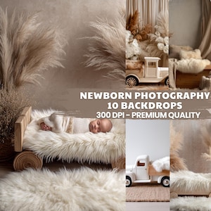 Boho Newborn Digital Backdrops: Truck & Bed Photography Overlays