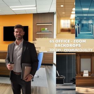 65 Office Backdrops for Headshots | Modern Business Zoom Backgrounds Bundle