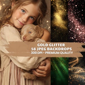 Gold Glitter Photo Overlays: Bokeh Effects for Photoshop (Digital Download)