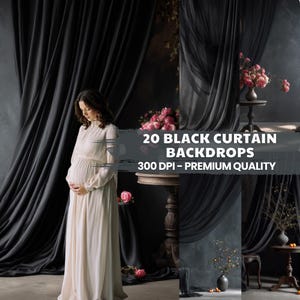 Moody Elegance Studio Backdrops – 20 Dreamy Black Curtain Scenes for Fine Art Photography