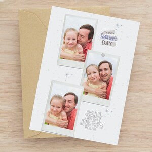 Cartão de foto editável para o Dia dos Pais – Cartão 5x7" para impressão com 3 molduras para fotos – Modelo personalizado do Canva – Download digital para o pai