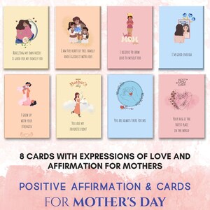 Cartões para o Dia das Mães para Imprimir - Citações Motivacionais para Mães - Cartões com Afirmações Positivas - Impressões Inspiradoras para o Dia das Mães