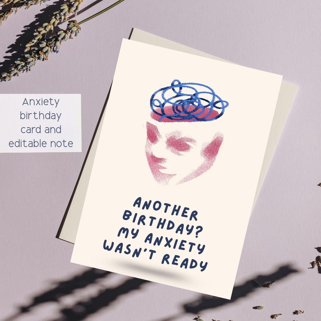 Overthinking Card Funny Birthday Card – Overthinking Theme - Printable - 5x7 - Anxiety ...