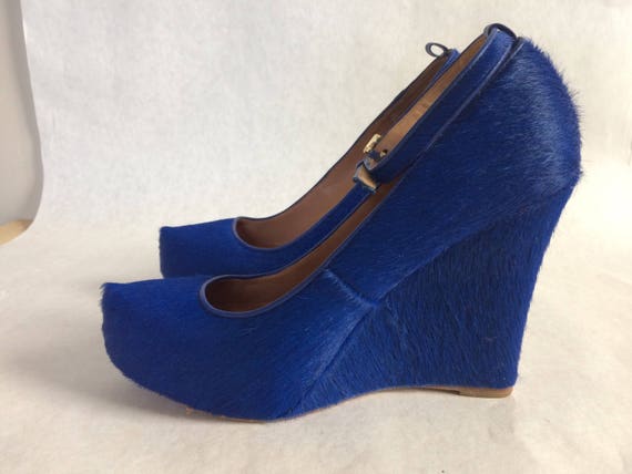 blue platform heels