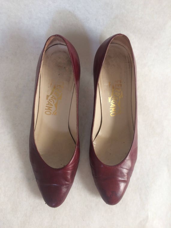 Burgundy Ferragamo pumps