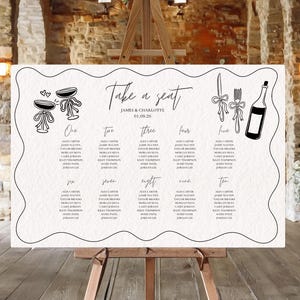 Wedding SEATING CHART | Printable Table Seating Plan Template | Escort Chart | Hand Drawn Doodle Editable Canva Download