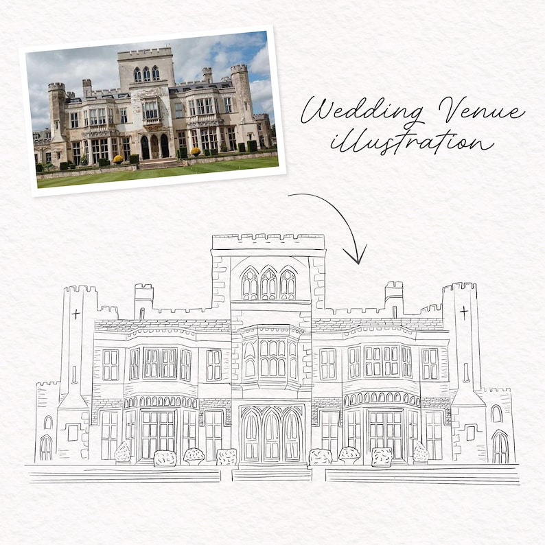Wedding Venue Illustration Invitation Suite | Custom Venue Drawing From ...