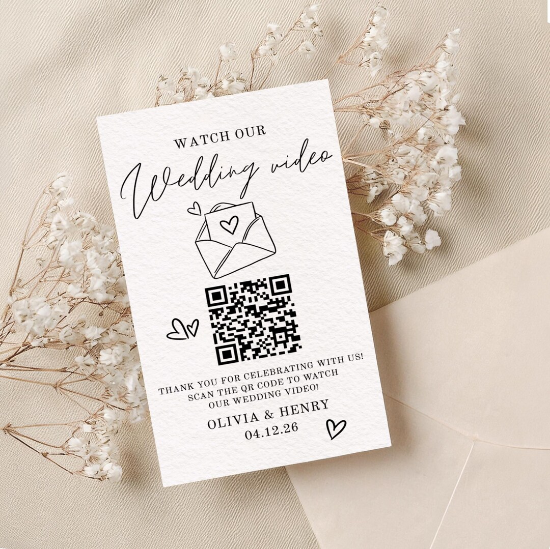 QR Code Template for Wedding Video Sharing Card | Wedding QR Code Thank ...