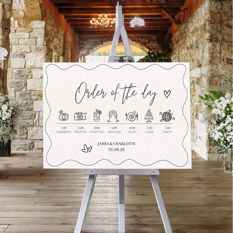 Wedding Timeline Sign: Timeline Template Editable Whimsical Sign Wedding Timeline Sign: Timeline Template Editable Whimsical Sign