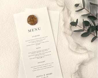 Wax Seal Wedding Menu Cards | Wedding Menus with Wax Seal Stamp Design for Wedding Table Decor | Wedding Menu Cards Custom Wax Seal Detail