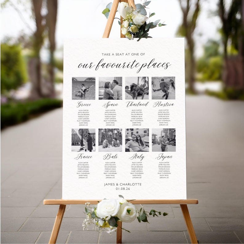 Wedding Seating Chart Sign Template: Unique Wedding Sign for Travel ...