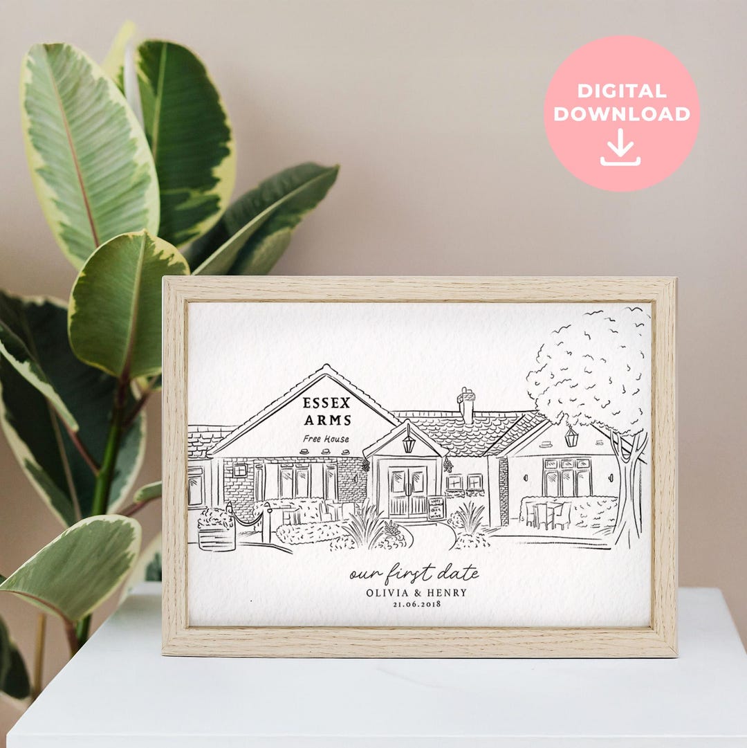 Personalized Gift First Date Drawing Venue Illustration | the Night We ...