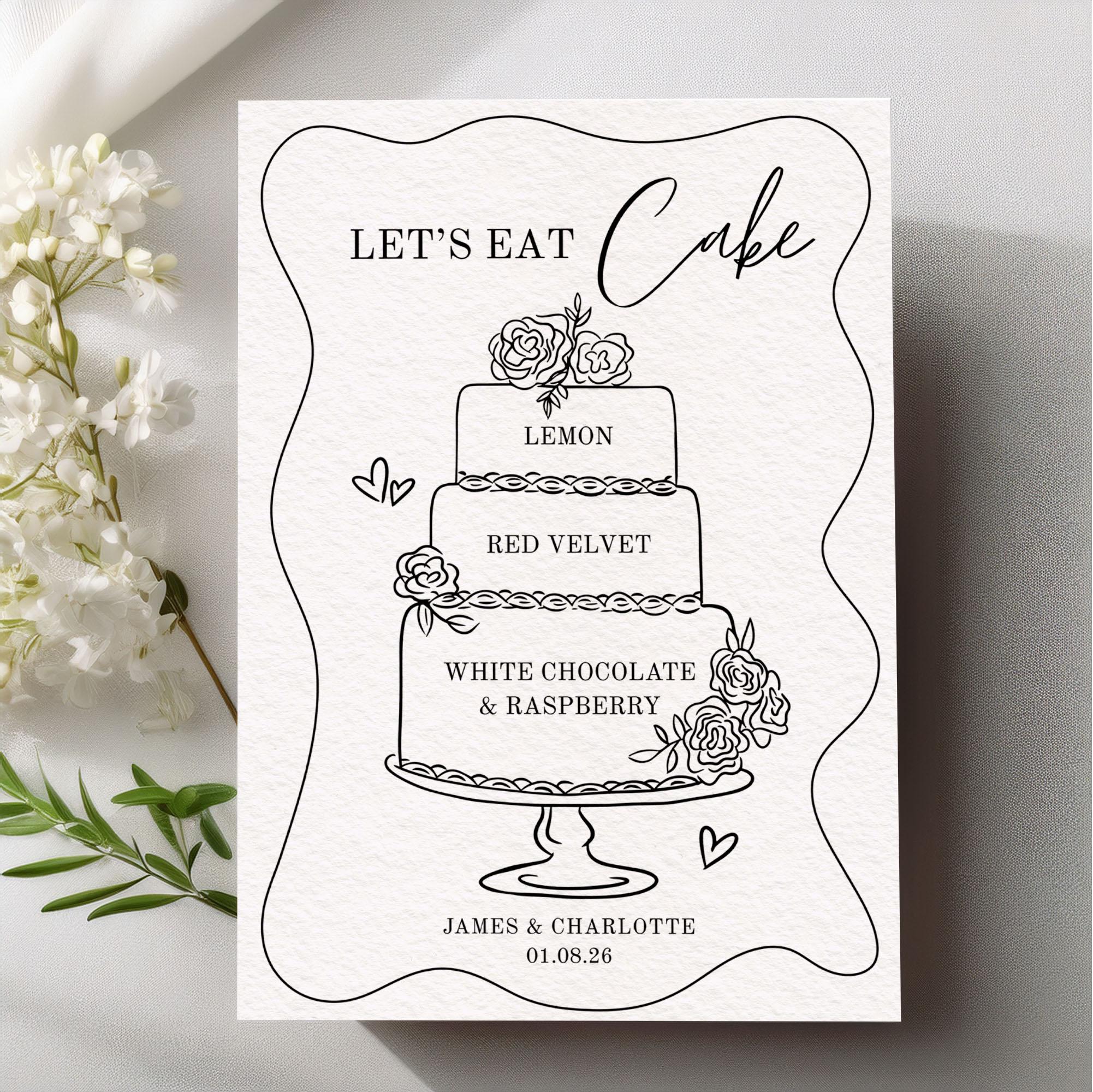 Wedding Cake Menu Template | Wedding Cake Sign &amp; Dessert Menu | Wedding ...