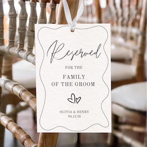 Reserved Seat Sign Wedding | Reserved Seating | Minimalist Wedding Ceremony Decor Seating Cards | Wedding Place Cards