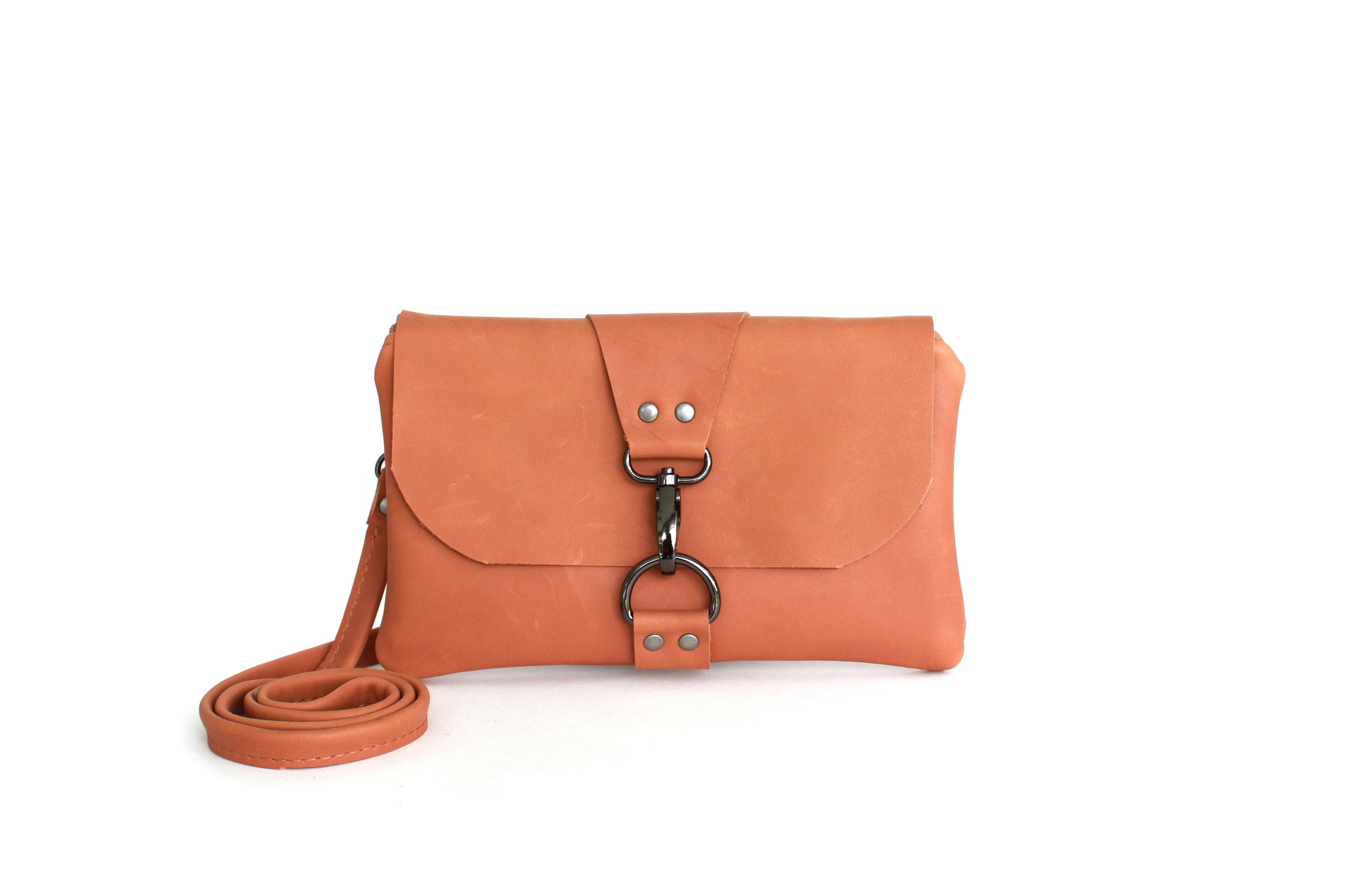 Small Camel Brown Leather Bag Minimalist Leather Cross Body Etsy