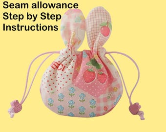 Molde de costura para bolsa com cordão em PDF | 2 tamanhos | Download instantâneo, molde fácil de costura para bolsa com cordão, molde para bolsa para iniciantes, arquivo PDF, bolsa fácil