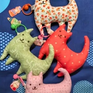 cat sewing pdf pattern, pattern with seam allowance, instant download pdf, cat pattern, Fabric toy for beginner, cat sewing tutorial CAT DIY