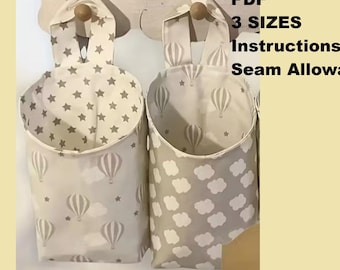 Fabric Storage Organizer Pdf Sewing Pattern, DIY Fabric Organizer – Printable PDF | Storage Basket, Wall Organizer bag Pattern in 3 sizes