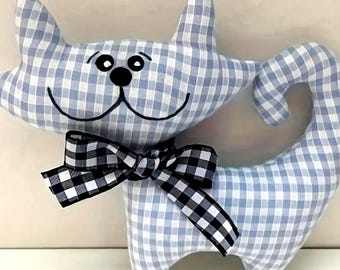 Cat sewing pattern, Cat sewing pattern with instructions. Height - 8" width 10", Cat sewing pattern PDF, Kitty sewing pattern and tutorial