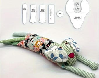 Dog pattern - pdf download - easy dog sewing pattern with seem allowances - hand sewing pattern, stuffed animal pattern, DIY animal 8"