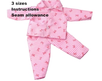 Doll Clothes sewing Pattern, doll dress sew, pajama pattern, 3 sizes 12, 15, 18 inch dolls, Waldorf, bamboletta, Wild Marigold, pdf pattern