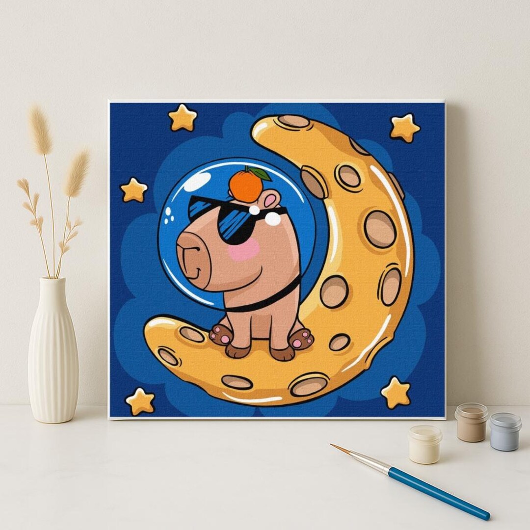 Paint by Numbers Kit for Kids Capybara in Space Etsy