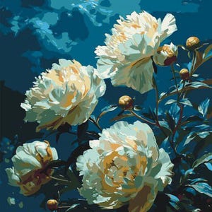 Kit de pintura por números de peonías: arte floral sobre lienzo