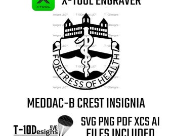 MEDDAC-B Crest | Fortress of Health Insignia | Digital Vector File | svg, png, ai, pdf, xcs | Military Medical Design |