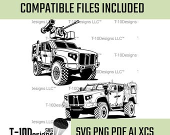 Oshkosh M1280 JLTV Line Art – Military Tactical Vehicle Digital Download (svg, ai, png, pdf, xcs)
