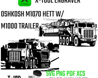 Oshkosh M1070 HETT with M1000 Trailer – Military Vehicle Digital File (svg, png, ai, xcs, pdf)
