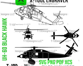 UH-60 Black Hawk Helicopter – Multi-Angle Engraving File Set (svg, png, pdf, xcs, ai)