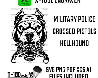 Hellhound Military Police Logo with Crossed Pistols | Digital Vector Download | svg, png, ai, pdf, xcs |