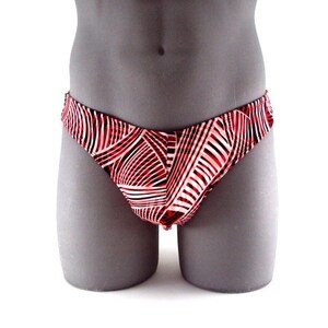 Red Print Men Bikini Swimsuit - swimwear No Drawstring