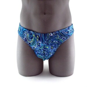 Vintage Blue Retro Pattern Print Men Bikini Swimsuit - swimwear No Drawstring