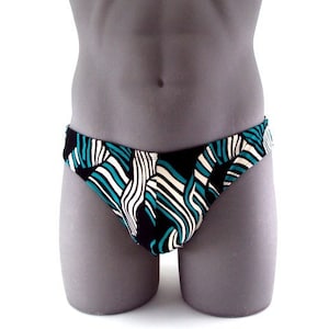 Abstract Teal Print Men Bikini Swimsuit - swimwear No Drawstring