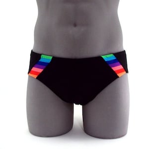 Black/Pride Rainbow Men Swimsuit-Internal Drawstring