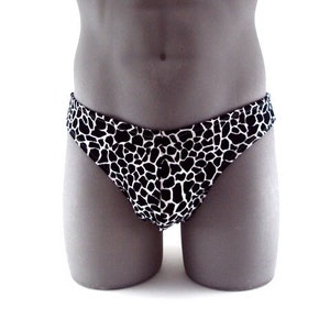 Black & White Animal Print Men Bikini Swimsuit - swimwear No Drawstring