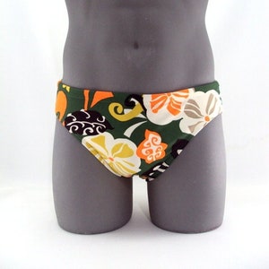 Vinatge Print Men Brief Swimsuit- Men's Print Bathing suit swimwear-Internal Drawstring