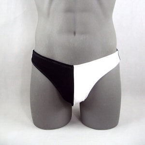 Tahitian Black & White Men Bikini Swimsuit- No Drawstring
