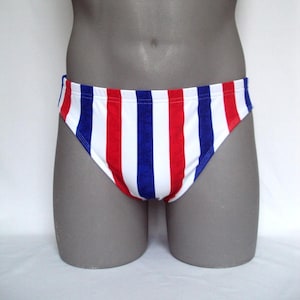 Red White & Blue Brief Swimsuit- Men's Print Bathing suit swimwear-Internal Drawstring