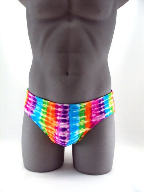 Multi Color Flash Stripes Men Brief Swimsuit Men Swimwear Print