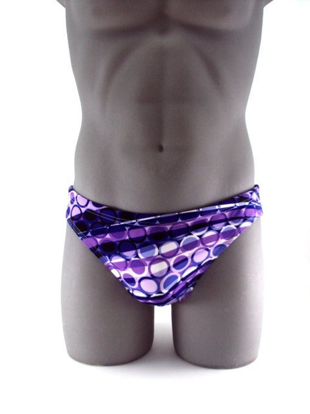 purple polka dot bathing suit