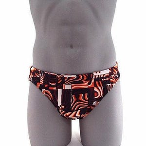 Orange Maize Print Men Brief Swimsuit- Men swimwear- Print Bathing Suits-Internal Drawstring