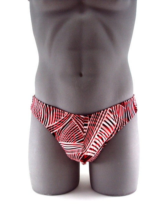 Red Print Men Bikini Swimsuit Swimwear 